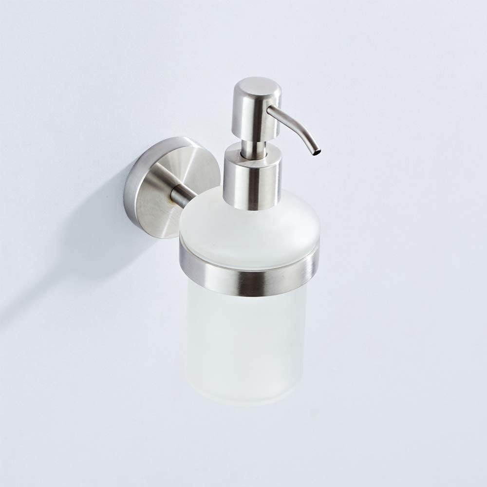Zeepdispenser wandmontage glas 200ml zelfklevend of boren RVS houder badkamer douchegel dispenser satijnglas handzeep houder badkameraccessoire