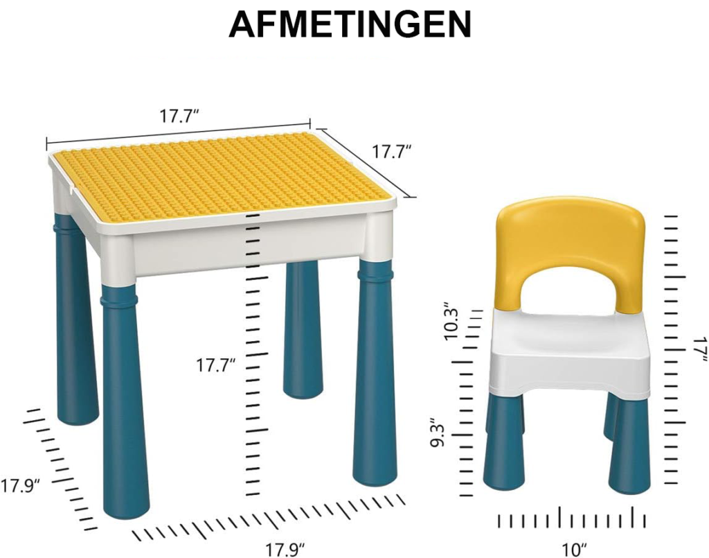 Speeltafel met stoel en bouwblokken set voor kinderen met 130 stuks creatief bouwspeelgoed voor jongens en meisjes