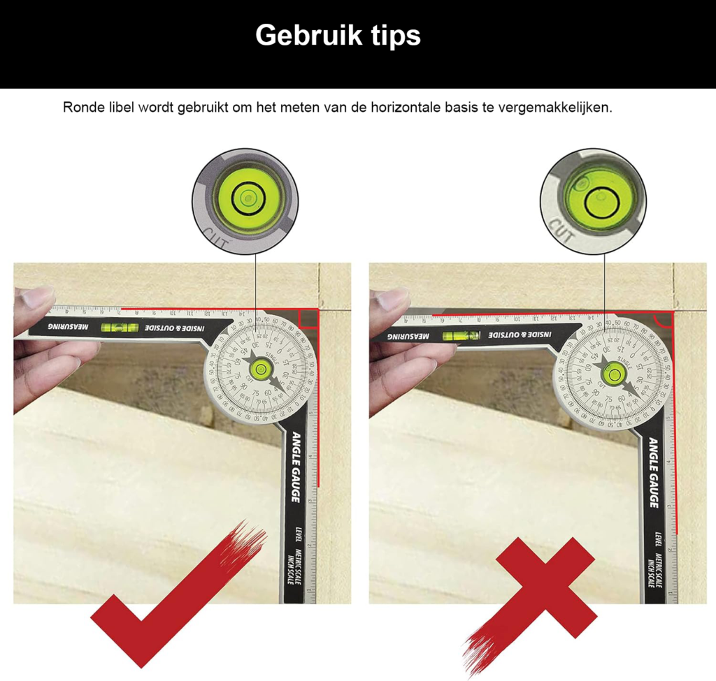 Hoekmeter verstekzaag met waterpas en meetlat - Kroonlijst en plint hoekmeter - Constructie meetgereedschap voor timmerwerk en loodgieterswerk The alt tekst of the image needs to be gathered by using the following chatgpt command: Wat zou de compact seo geoptimaliseerde alt tekst zijn voor mijn volgende productafbeelding voor mijn webshop: “”””Miterzaag Koershoekmeter - Constructie Hoekmeter met Kroonlijst Hoekmeter - Verticale/Horizontale Waterpas en Meetlat voor Timmerwerk, Loodgieterswerk en Plinten ””””” Hoekmeter voor verstekzaag met waterpas en meetlat voor nauwkeurig meten van hoeken bij timmerwerk, loodgieterswerk en plinten