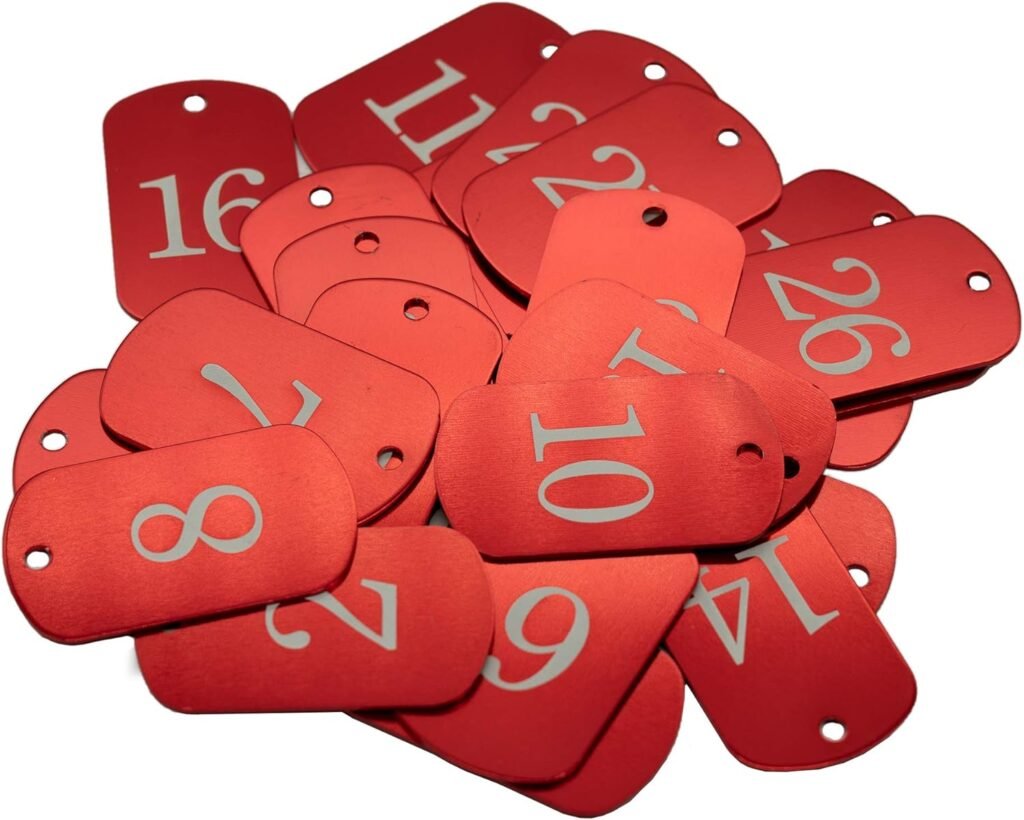 Aluminium gegraveerde nummerlabels sleutelhangers set 1 tot 10 voor organisatie en identificatie met duurzame ID tags en compacte metalen sleutelhangers