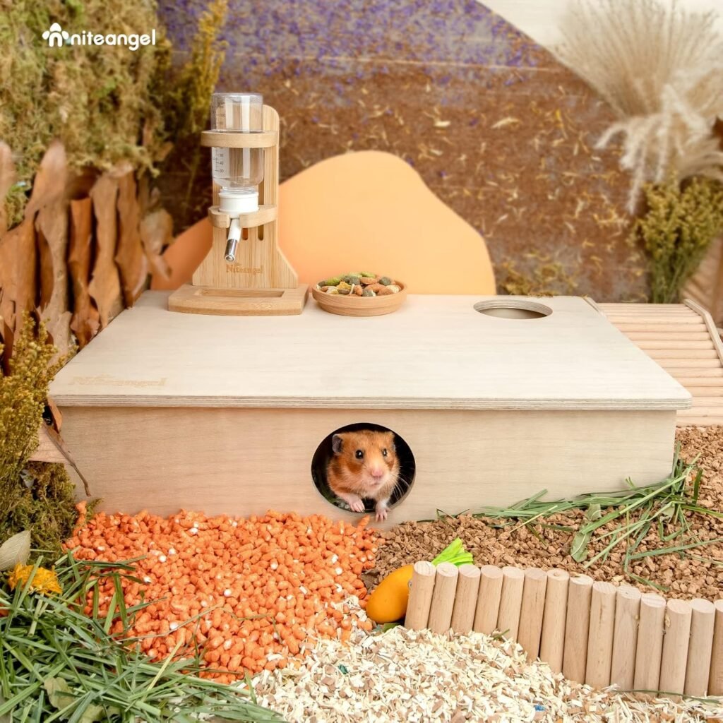 Houten hamsterhuis met meerdere kamers en doolhof voor hamsters en kleine knaagdieren