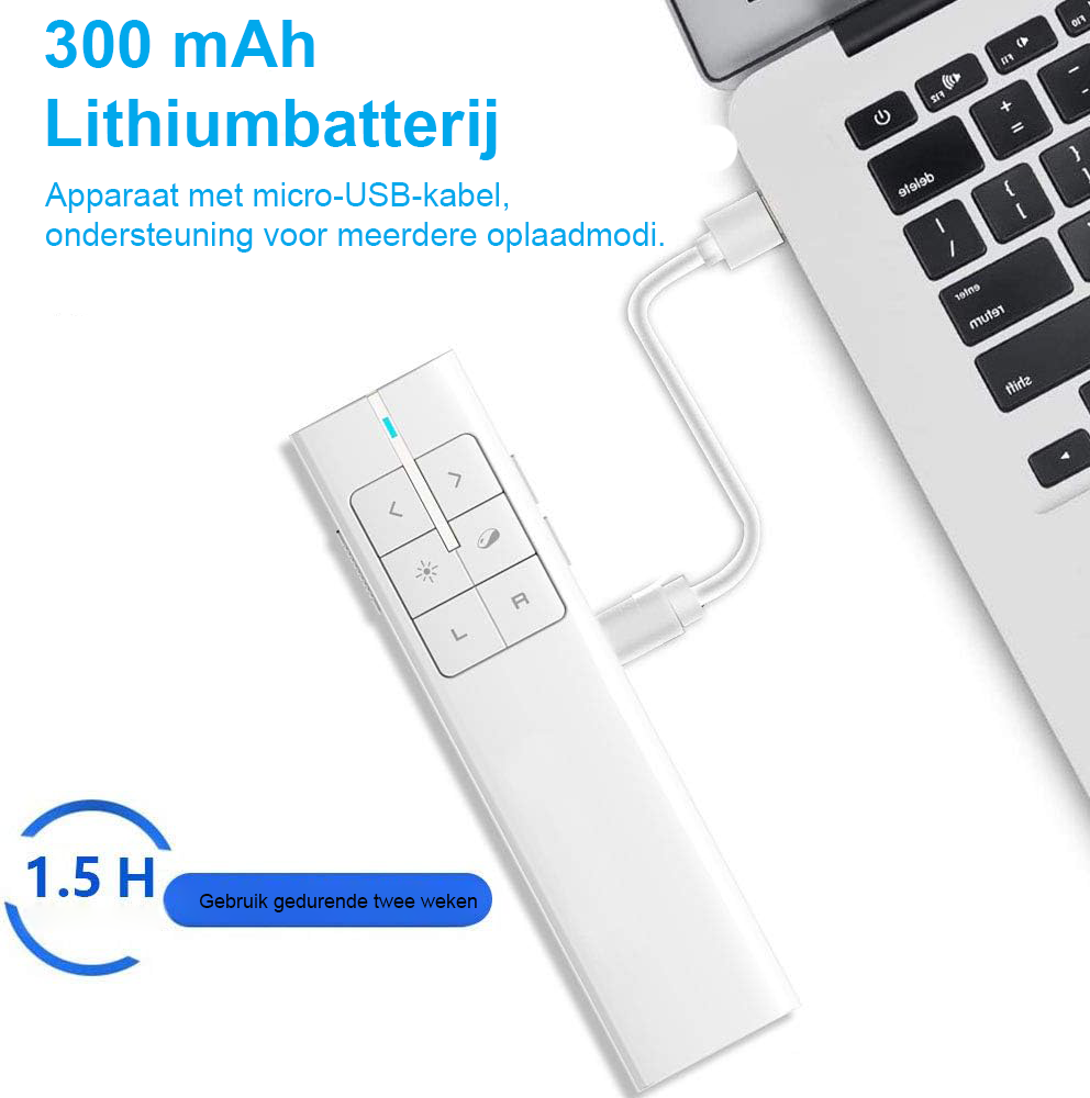 Presentatie afstandsbediening met laserpointer en muisklikker voor PowerPoint, draadloze presenter voor Windows en Mac presentaties