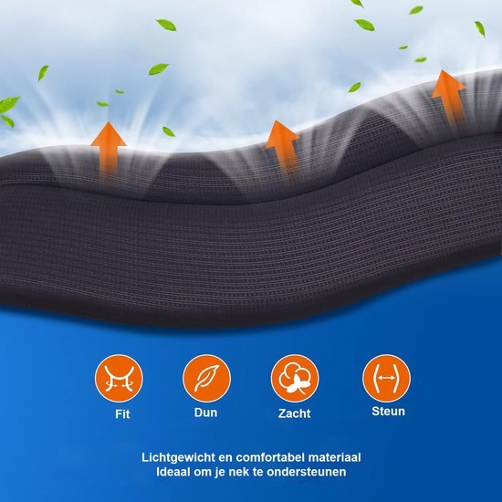 Neksteun voor nekpijn zwart medium verstelbare ademende slaapkraag voor wervelkolom stabilisatie en drukverlichting van nek en rug