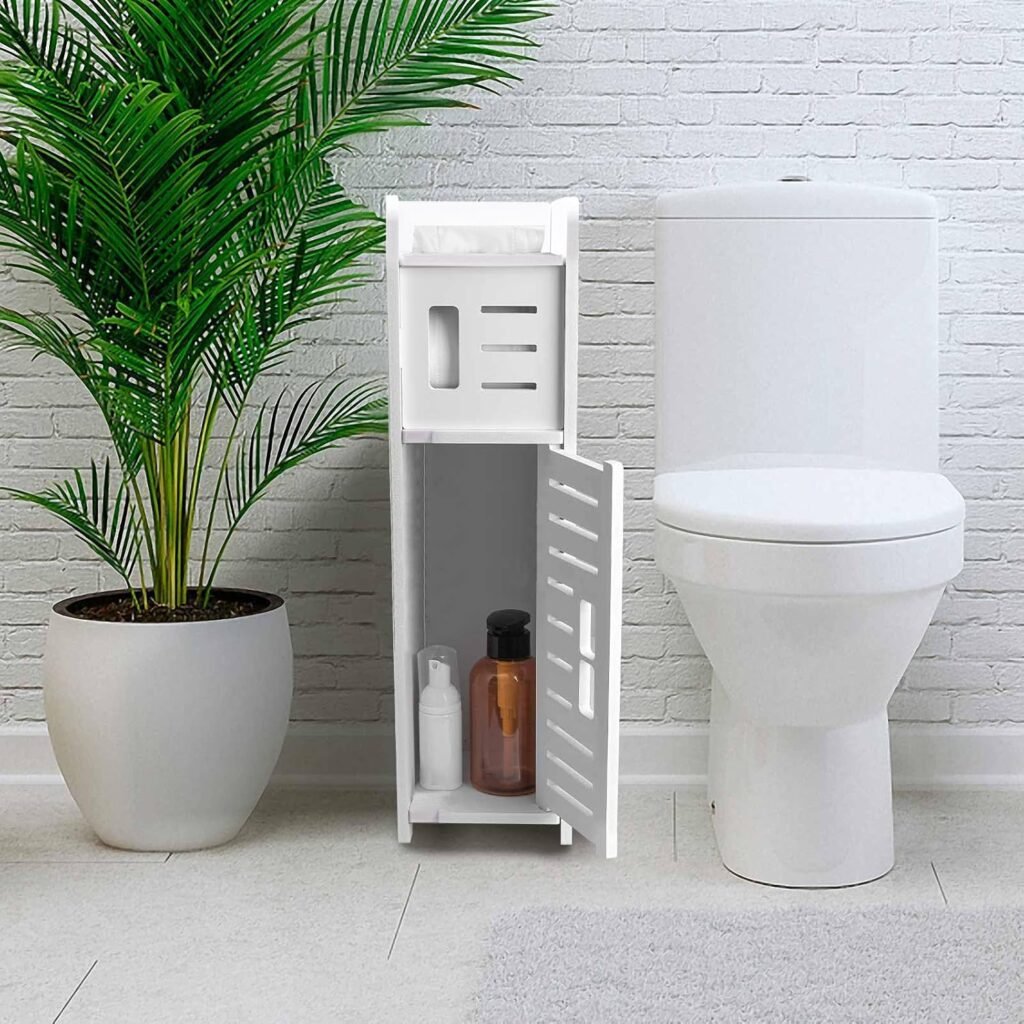 Toiletpapierhouder chroom staand met opbergcompartiment en extra toiletopslag achter toilet badkamer organizer
