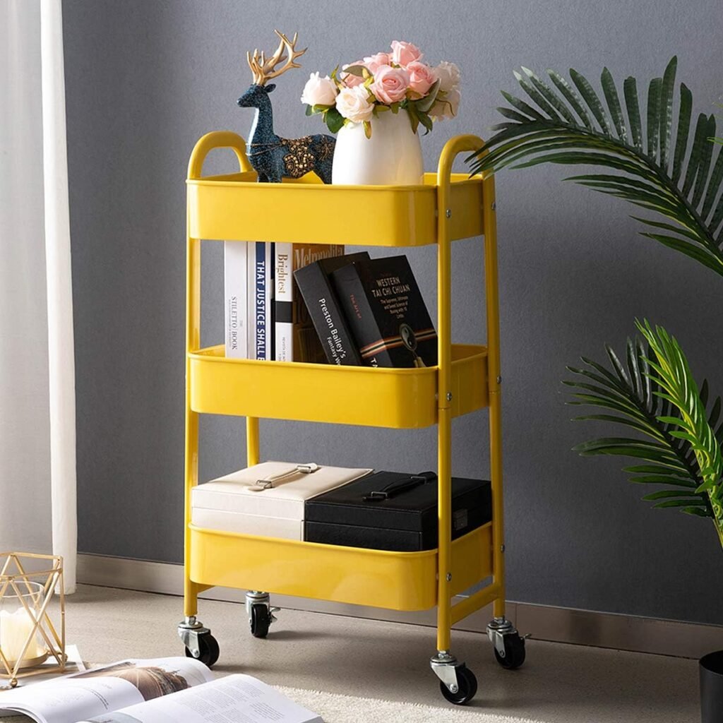 Opbergwagen marineblauw rolwagen organizer keuken badkamer kantoor mobiel met wielen ruime opbergruimte compacte opslag kar