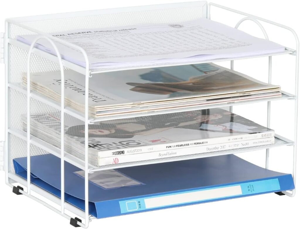 4-laags bureau organizer A4 mesh documentenhouder witte papierbak tijdschriften rek kantoor opbergsysteem bureau opslag rac