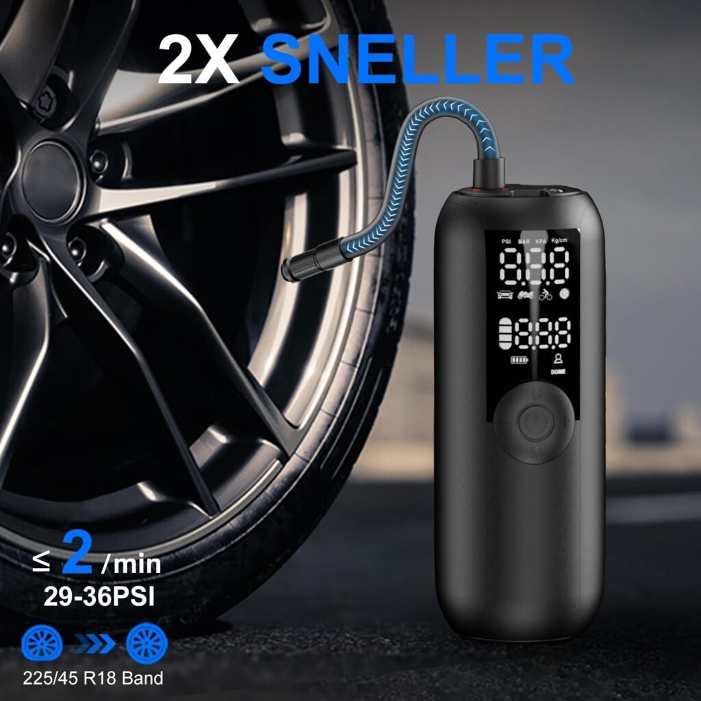Elektrische draadloze bandenpomp 150 PSI compressor voor auto fiets en motor met automatische stop en meerdere ventielen