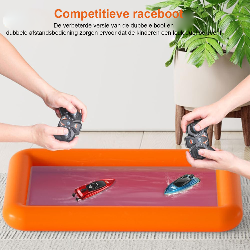 2 stuks mini RC raceboot afstandsbediening speedboot 2.4G elektrische boot met opblaasbare watertank zwembad waterspeelgoed zomer