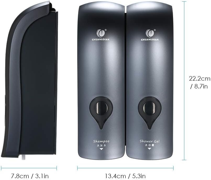 Zeepdispenser set wandmontage 2x300ml zonder boren handmatige douchegel en shampoo dispenser dubbele badkameraccessoire