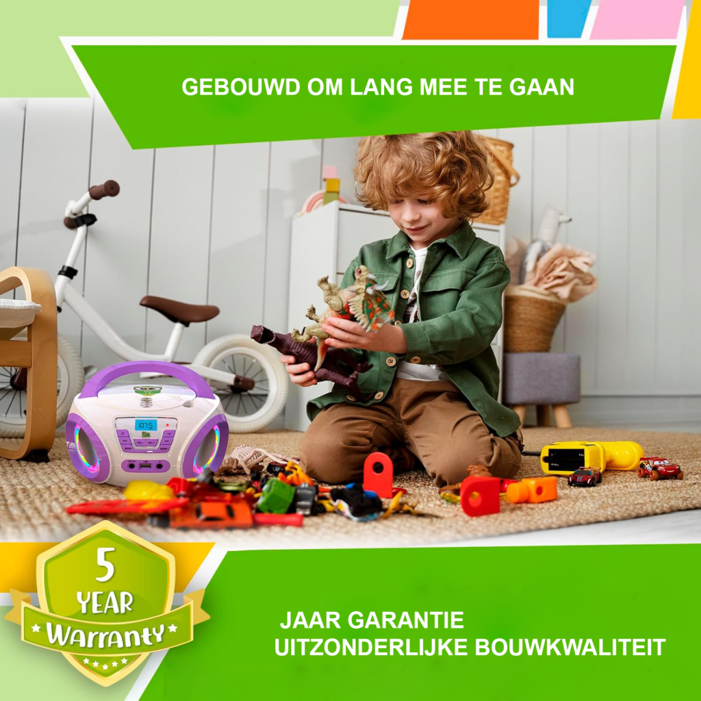 CD Speler voor Kinderen - FM Radio en Speakers - Inclusief Batterijen - 2024 Model Paars