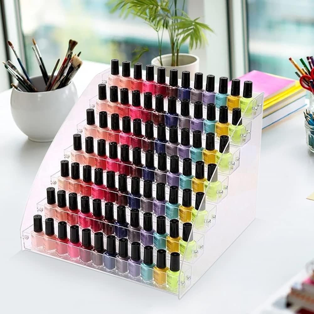 Transparante nagellakhouder als multifunctionele organizer en displaystandaard voor het overzichtelijk opbergen van nagellak en cosmetica producten