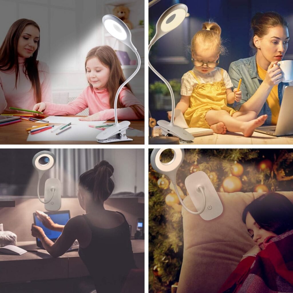 Leeslamp met klem USB oplaadbaar 40 LED boeklamp met 3 lichtkleuren en 3 helderheidsniveaus flexibele nek bureaulamp oogbeschermend nachtlezen