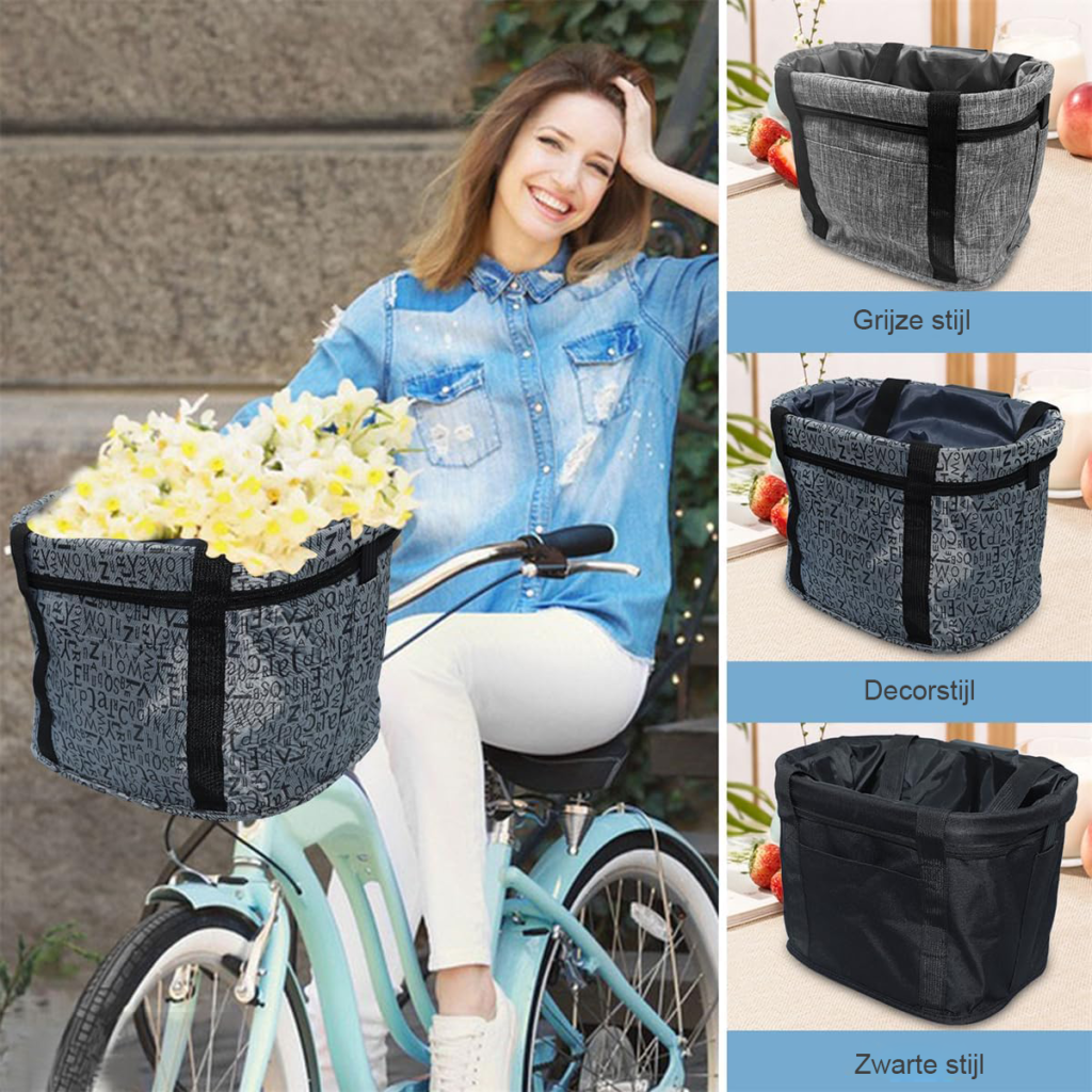 vouwbare waterdichte fietsmand met aluminium frame en handvat voor honden katten en boodschappen zwart