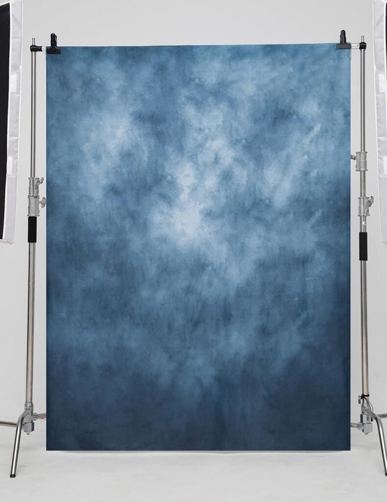 Blauwe fotografie achtergrond microfiber 1,5x2,2 m voor portretfotografie fotostudio fotoshoots en videochat met abstracte textuur
