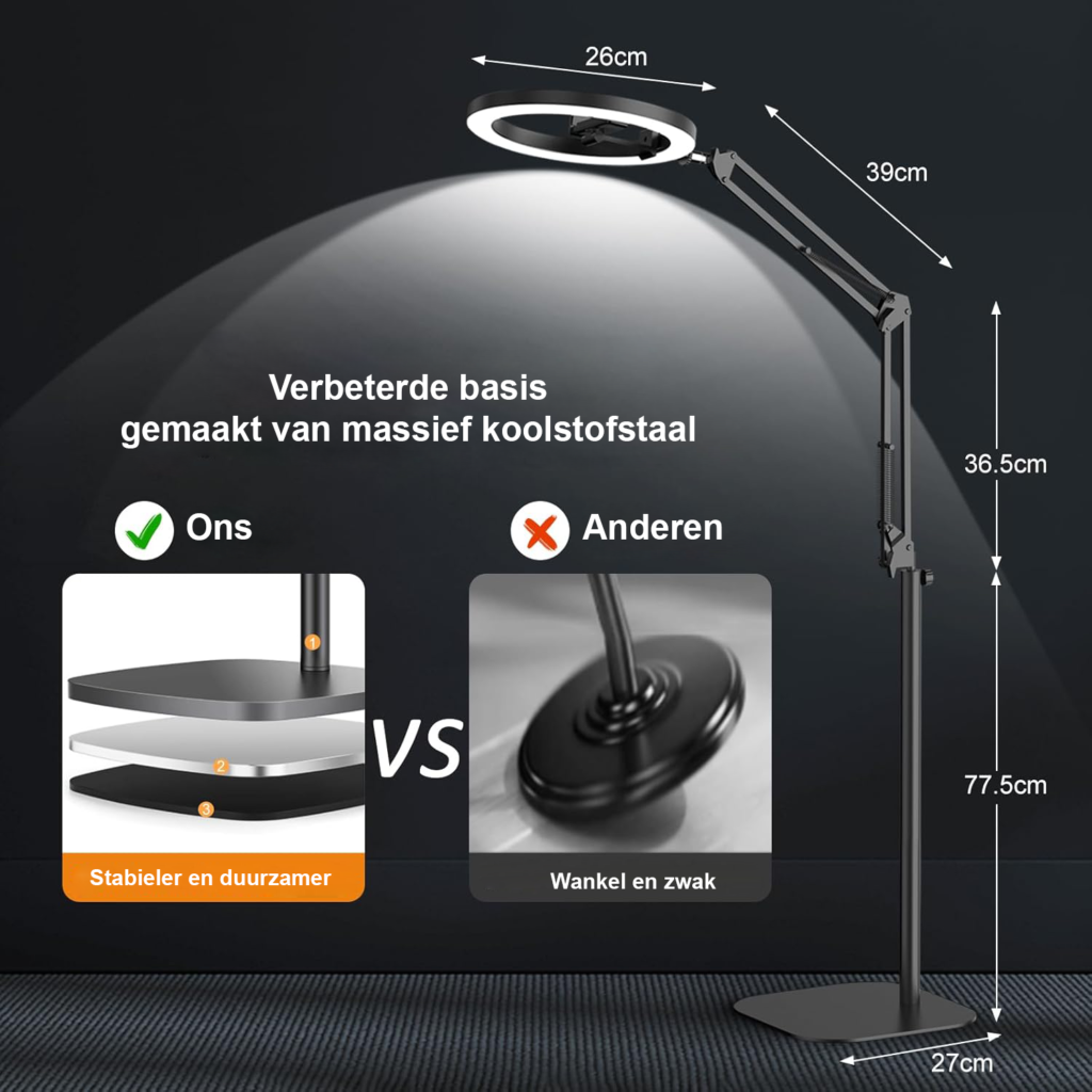 ringlamp met statief bluetooth verstelbare helderheid selfie video livestream verlichting studio gebruik