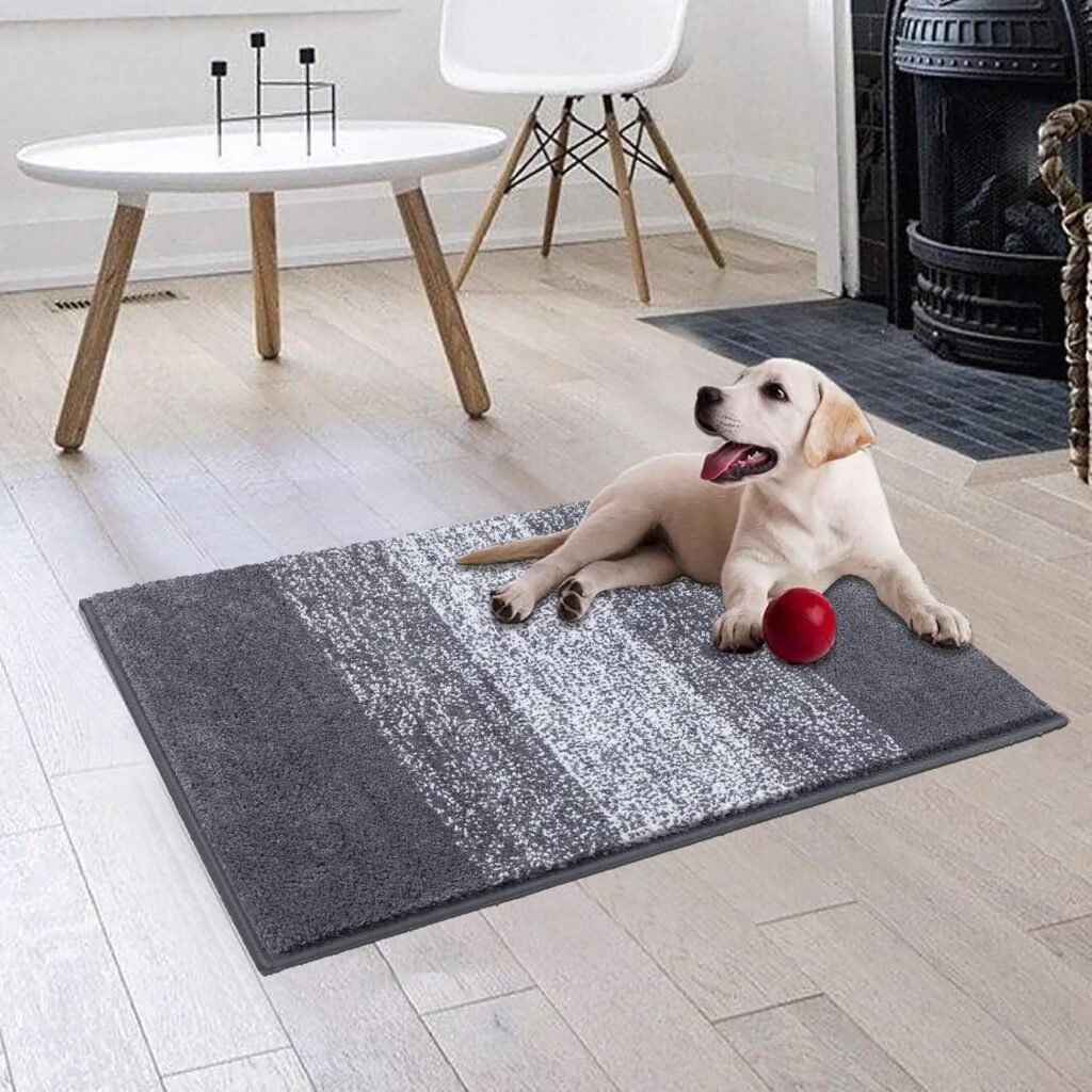 Badmatten set van 2 grijs, microvezel badkamermat en douchemat, antislip, waterabsorberend en wasbaar, 45x65 en 45x120 cm