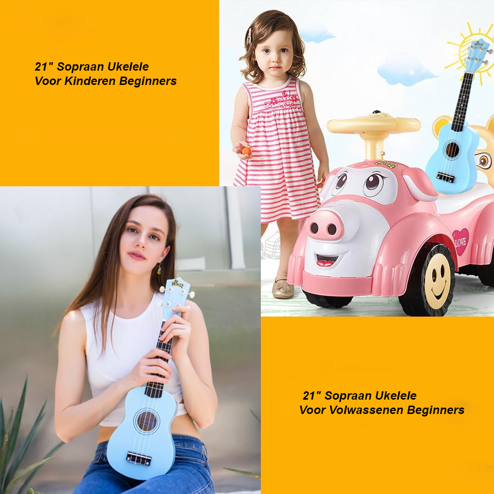Sopraan ukulele starterset 21 inch blauw met draagtas tuner snaren en accessoires beginnerspakket muziek instrument ukulele set
