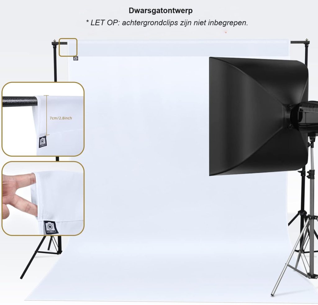 Witte fotografie achtergrond doek 2x3m vouwbaar polyester voor studio video opname met klemmen en achtergrond frame ondersteuning