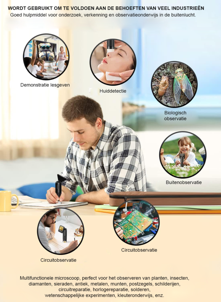 Kinder zakmicroscoop 800x vergroting USB draagbare mini microscoop educatief onderzoek