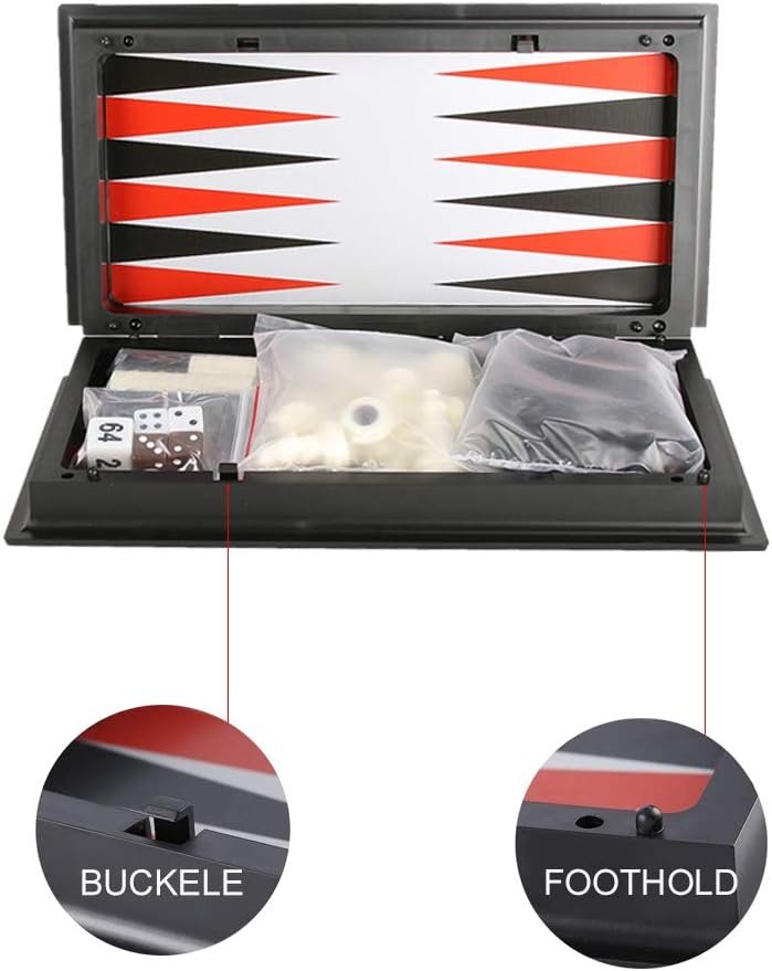 3-in-1 schaakspel set magnetisch opvouwbaar bord schaken dammen backgammon educatief speelgoed 25x25 cm
