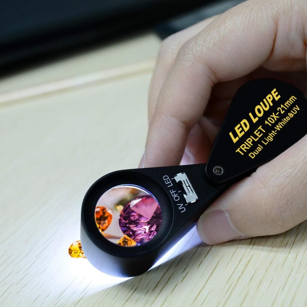 10x LED UV loep opvouwbaar metalen juweliersloep vergrootglas sieraden munten postzegels edelstenen antiek