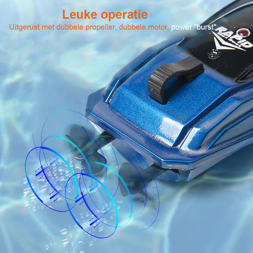 2 stuks mini RC raceboot afstandsbediening speedboot 2.4G elektrische boot met opblaasbare watertank zwembad waterspeelgoed zomer