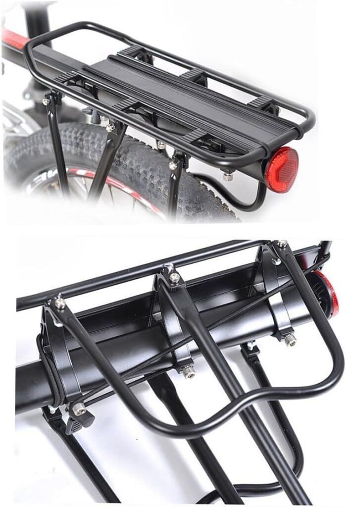 Verstelbare aluminium fiets achterdrager voor zitbuis, lichte luggage drager voor stadsfiets en mountainbike met 10 kg draagvermogen.