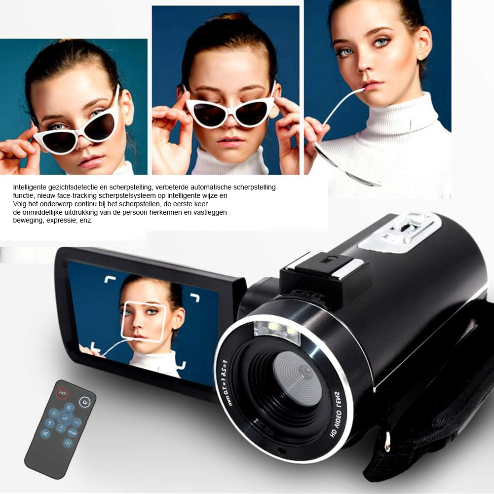 Digitale 4K videocamera met anti-shake en 18x zoom - compacte camcorder met 3 inch IPS touchscreen voor foto en video - handheld opnamecamera voor creatieve videografie