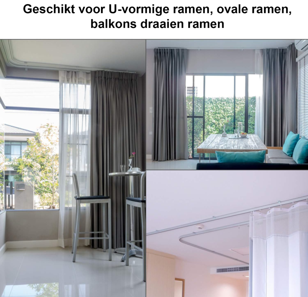 Boogvormige gordijnrail 3m witte flexibele plafondrail voor gordijnen plafondmontage verstelbaar systeem