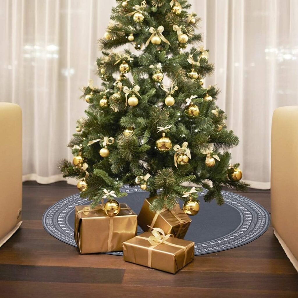 kerstboomkleed 90 cm kabelgebreid sneeuwvlok patroon kerstboom skirt decoratie ronde kerstboom mat groot winter decoratie