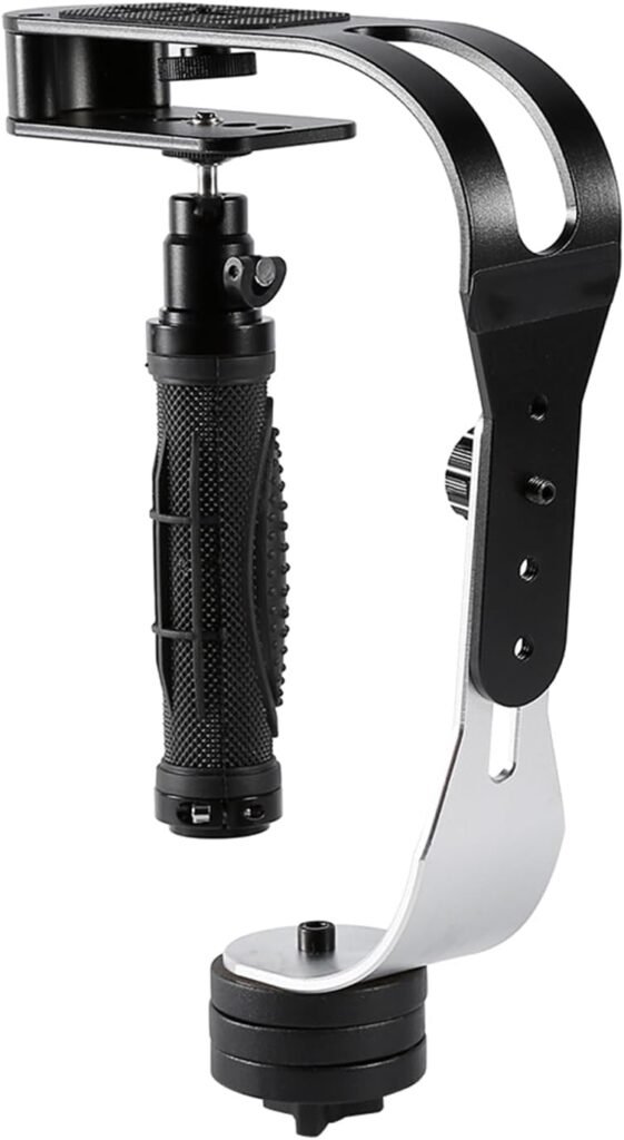 handheld video stabilizer camera houder telefoon dslr camcorder stabiele opnamen zwart tripod grip