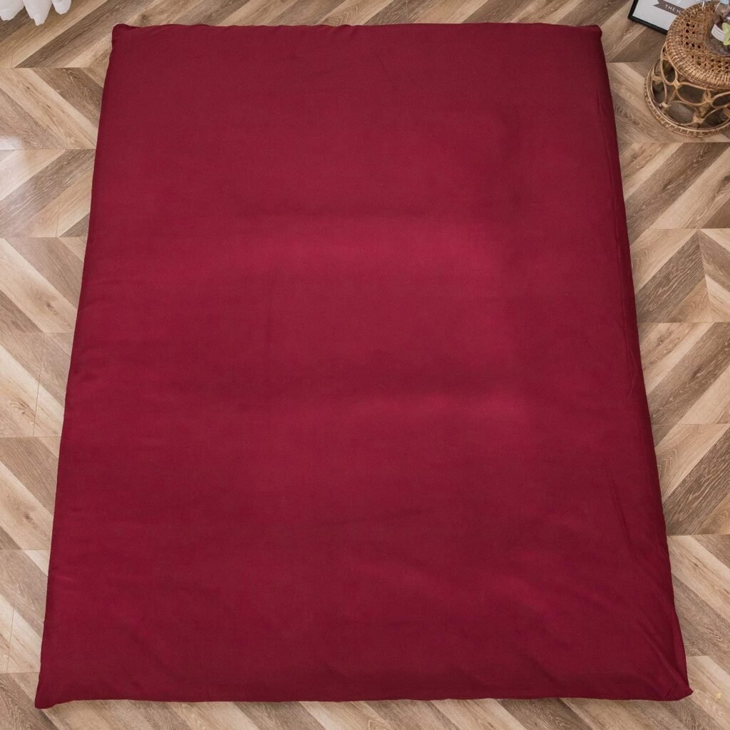 Japanse futon matras 90x200 cm opvouwbare slaapmat bourgondisch rood logeerbed camping en vloermatras