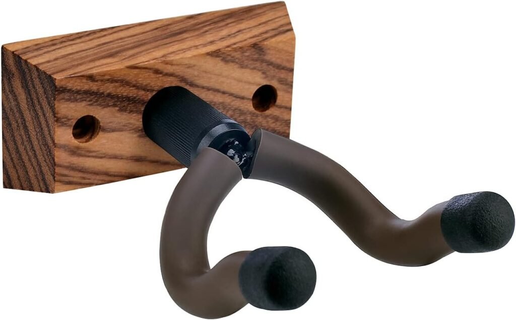 Gitaar wandhangers set van 3 – houten muurhouders voor akoestische en elektrische gitaar, ukulele, bas en banjo – wandmontage gitaarhouder zwarte en houten afwerking