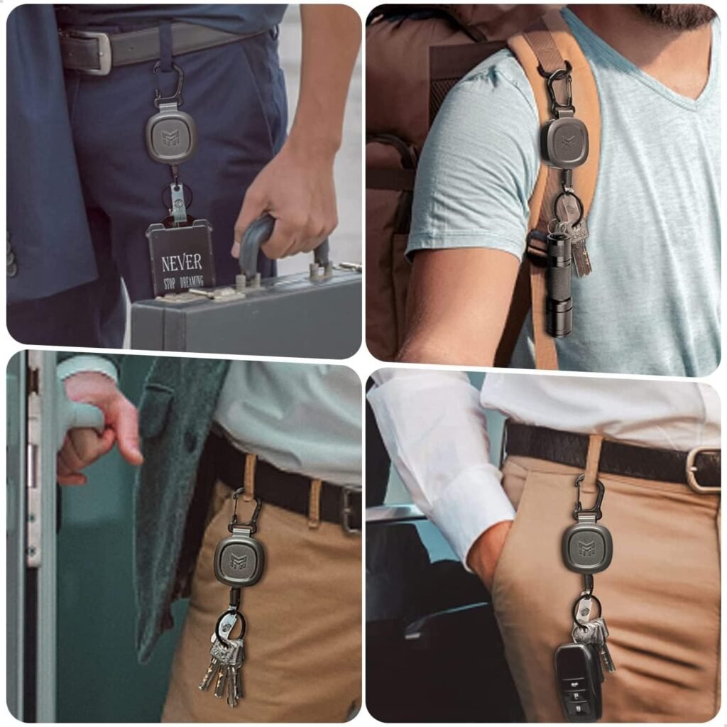 intrekbare sleutelhanger met metalen karabijnhaak duurzame sleutelclip voor sleutels en badges handig dagelijks gebruik compacte sleutelhouder