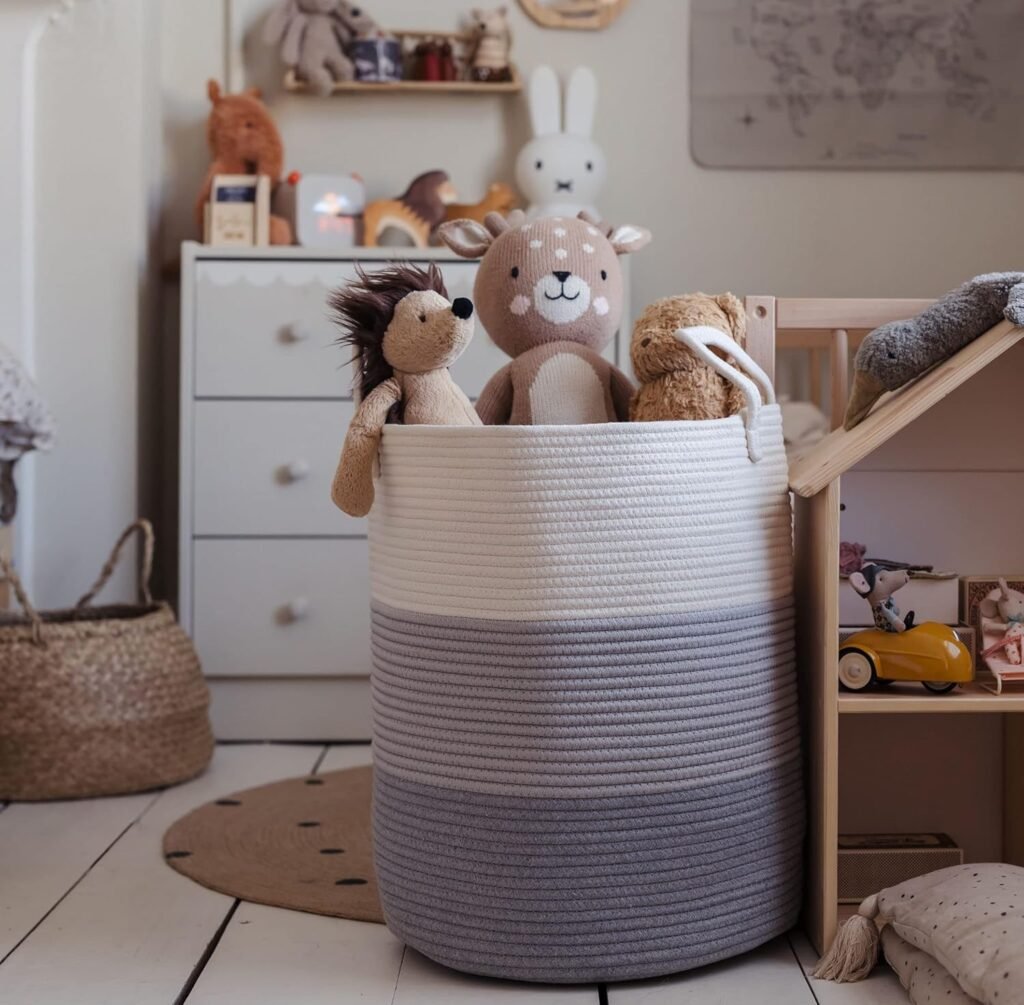 XXL katoenen opbergmand handgemaakt 35x45 cm voor kleding speelgoed en babykamer gebruik als wasmand en organizer