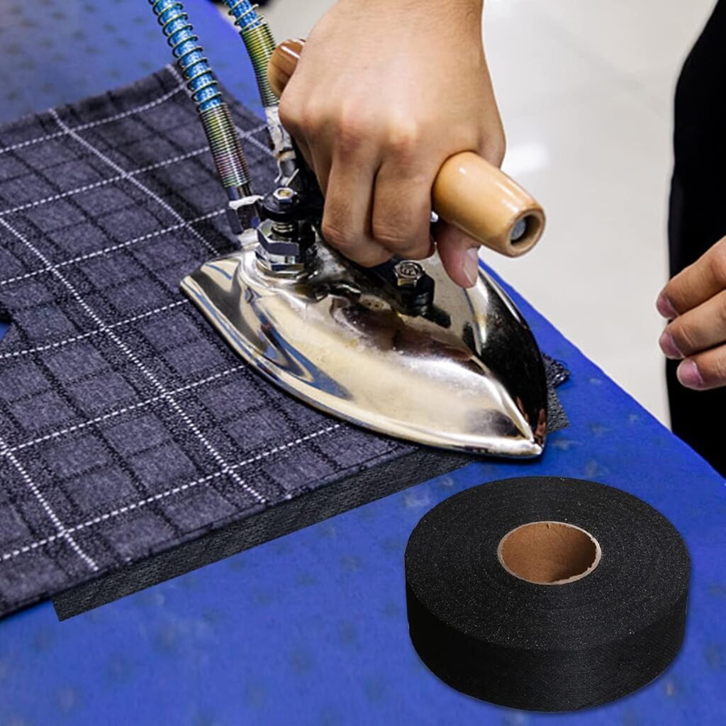 Strijkband 64m x 4cm zwarte naadband voor kleding en gordijnen wasbare zoomtape voor strijken en reparatie