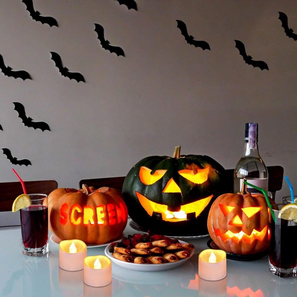 24 LED waxinelichtjes met timer – flikkerende vlamloze theelichtjes op batterij – elektrische kunstkaarsen voor kerst, Halloween en tafeldecoratie