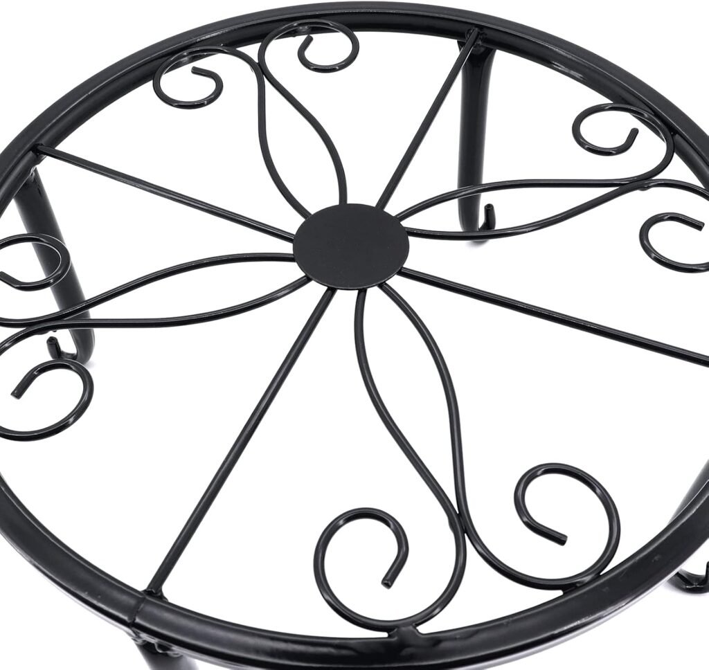 4 metalen plantenrekken bloempothouder ijzer plant stand binnen buiten zwart set 4 stuks tuin plantenrek