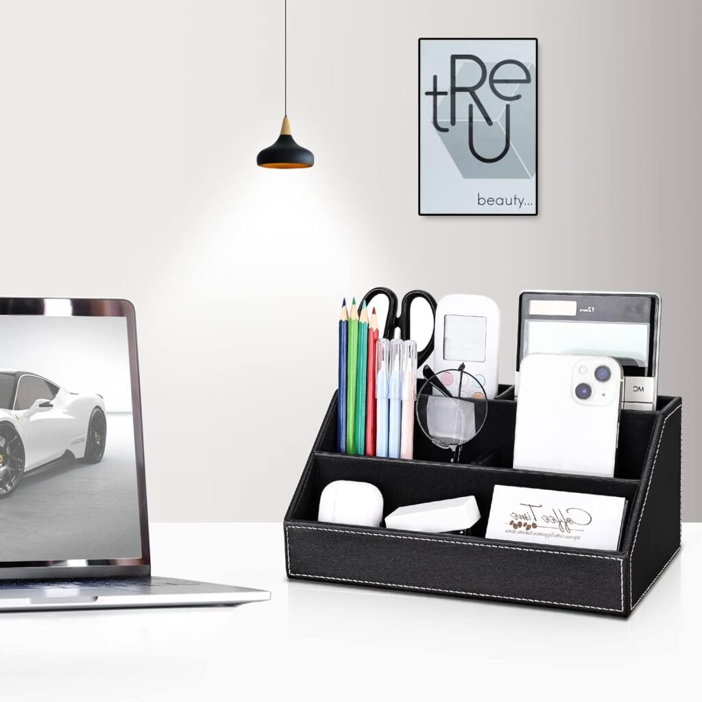 PU leren bureau organizer zwart bureau opbergset met pennenhouders voor werkplek organisatie en bureau accessoires opslag