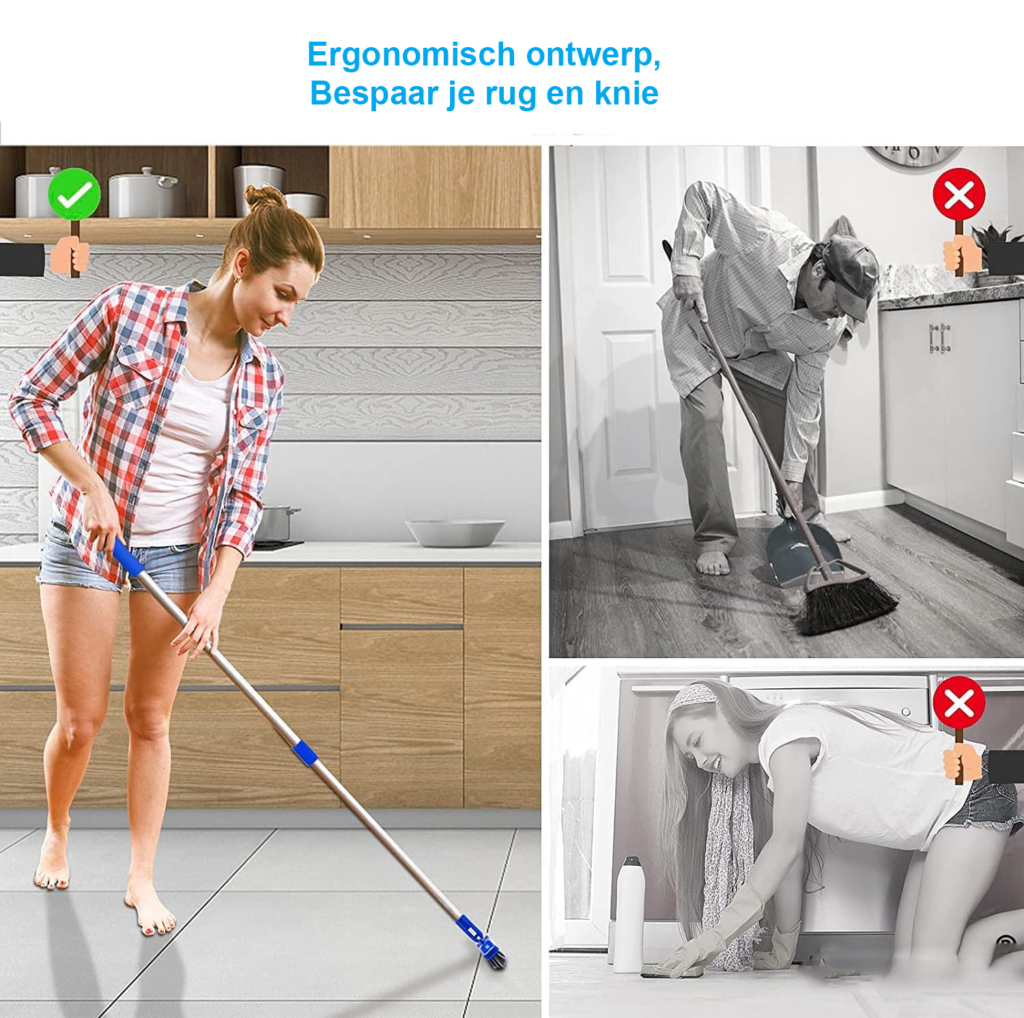 Telescopische wasborstel met roterende borstelkop en verstelbare steel voor het reinigen van ramen en gevels als professionele schoonmaaktool