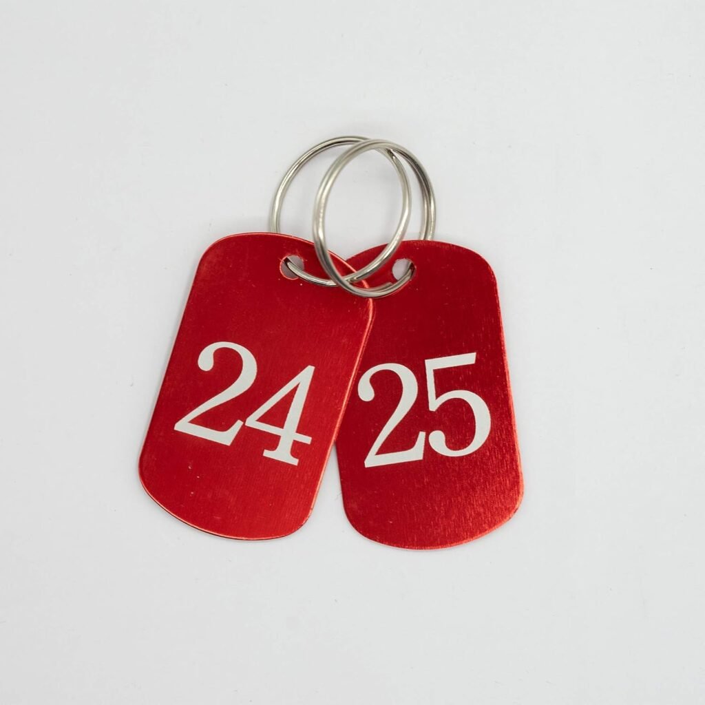 Aluminium gegraveerde nummerlabels sleutelhangers set 1 tot 10 voor organisatie en identificatie met duurzame ID tags en compacte metalen sleutelhangers