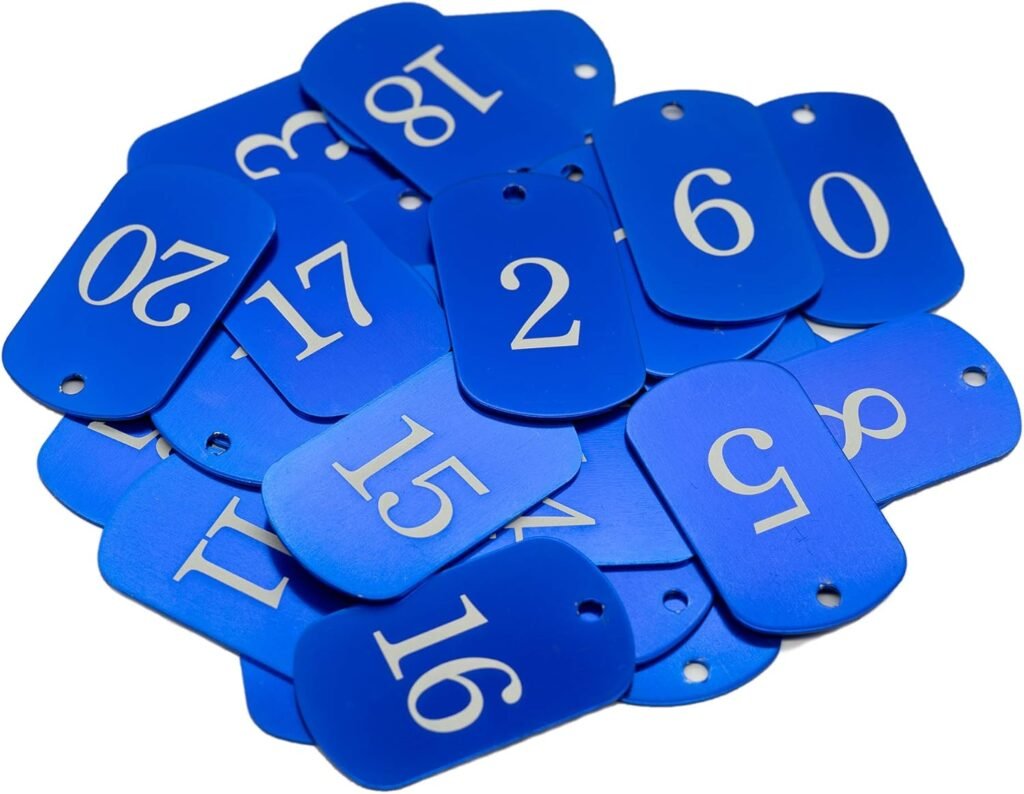 Aluminium gegraveerde nummerlabels en sleutelhangers set met personaliseerbare ID tags voor sleutelorganisatie, genummerd van 1 tot 100