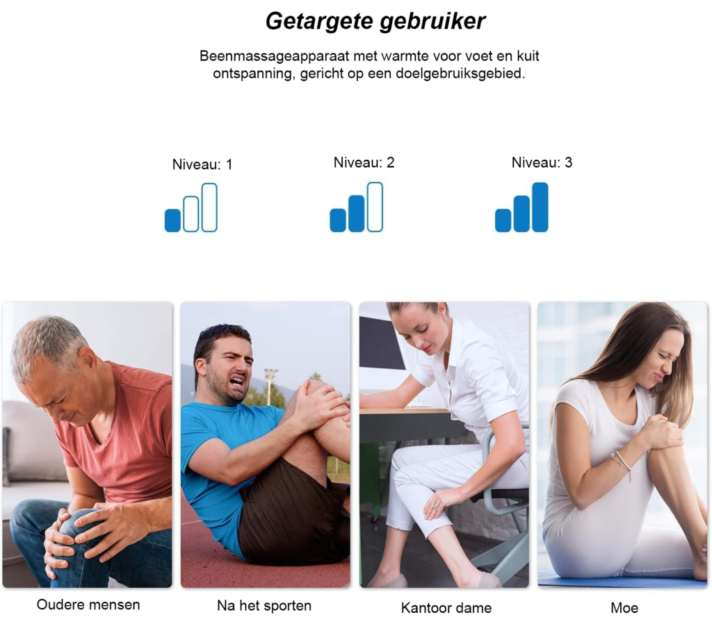 Beenmassager met compressie en warmte voor voeten en kuiten - verstelbaar wikkelontwerp met 5 massagemodi en 3 intensiteiten voor spierontspanning en herstel