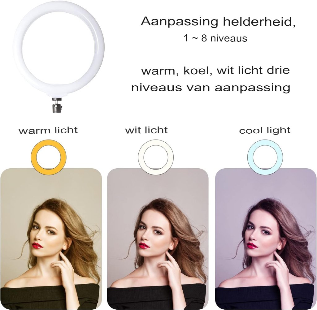 Telefoon ringlicht met verstelbare helderheid en kleurverandering voor selfies en video fotografische LED verlichting voor content creators
