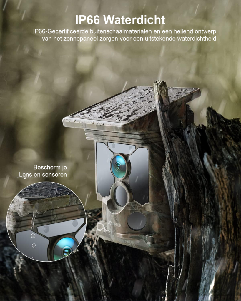 Zonne-energie wildlife camera 4K 40MP met bewegingsdetectie nachtzicht WiFi Bluetooth IP66 waterdichte wildcamera met 120 graden detectiehoek en 32GB SD kaart