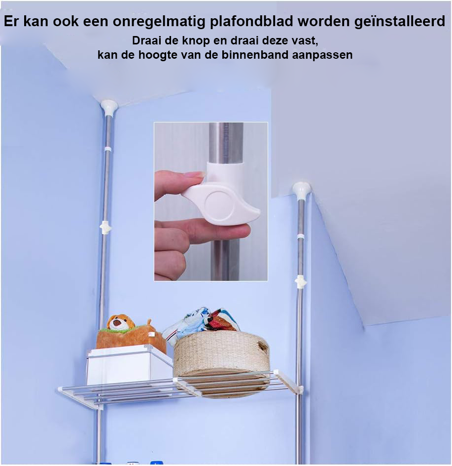 Over toilet opbergrek badkamer organizer - ruimtebesparend wasmachine rek - verstelbare hoogte en breedte - dubbele spanstangen ivoor