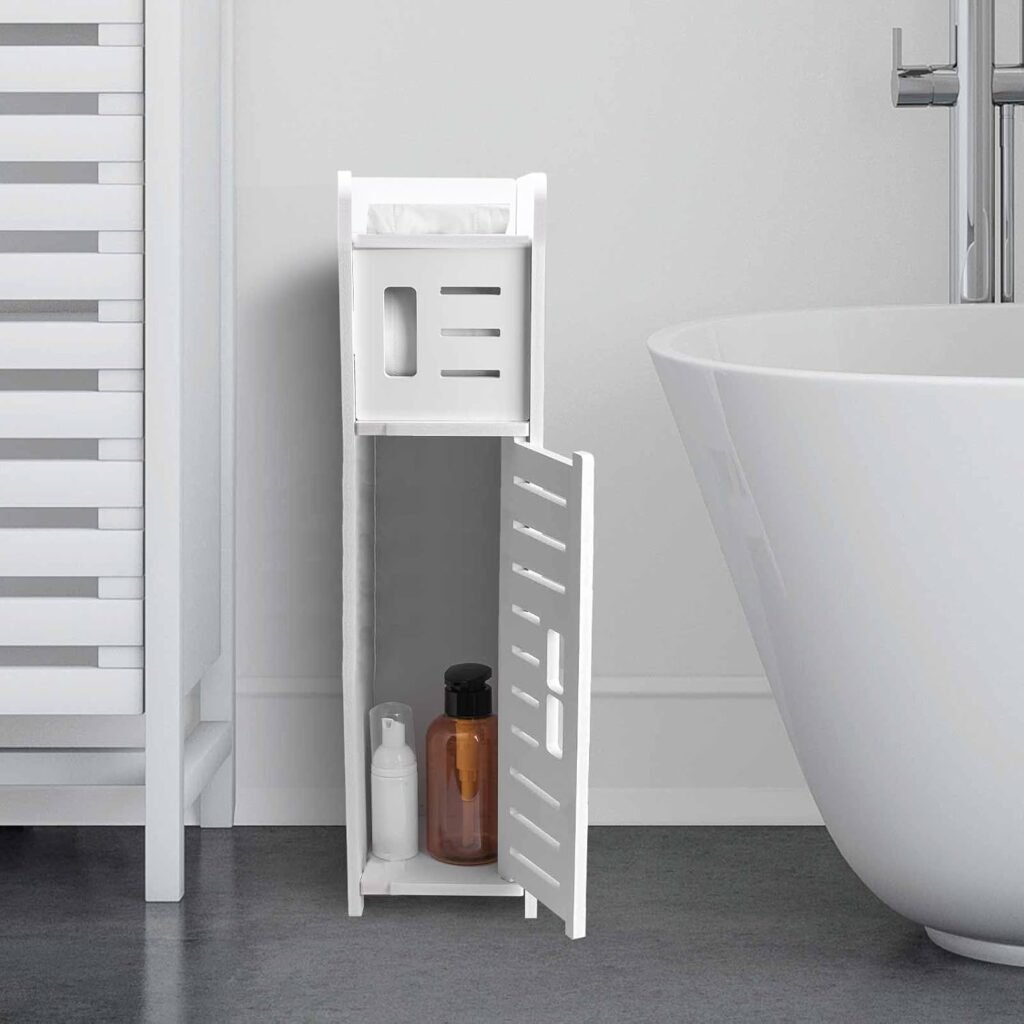 Toiletpapierhouder chroom staand met opbergcompartiment en extra toiletopslag achter toilet badkamer organizer