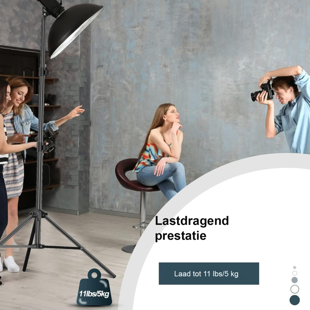2-pack aluminium lichtstatief 210 cm verstelbaar lampstatief 5 kg draagvermogen 1/4 inch schroef studio verlichting softbox fotografie set