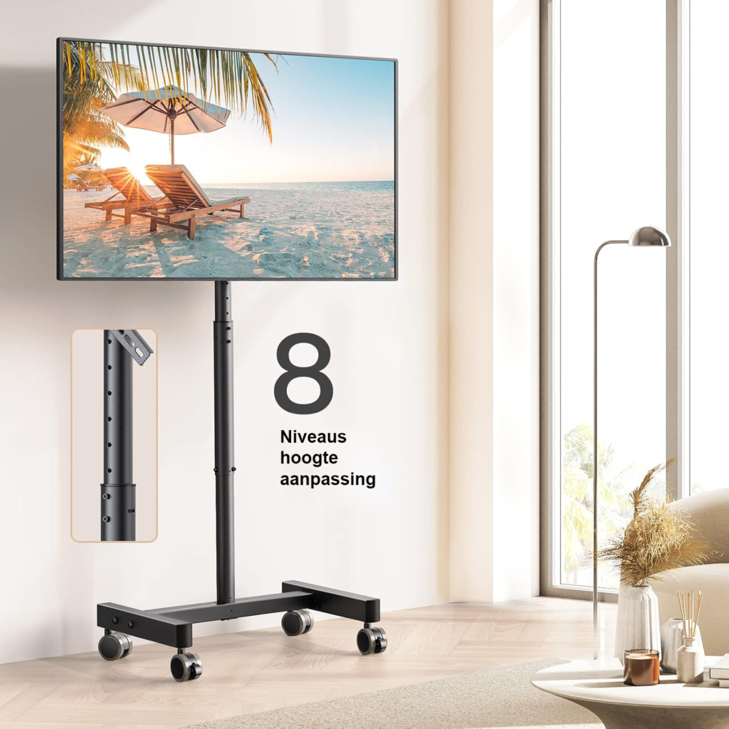 TV trolley tv standaard verrijdbaar universele tv stand 13-50 inch verstelbaar kantelbaar voor LED LCD OLED tv met wielen en 14 kg draagvermogen