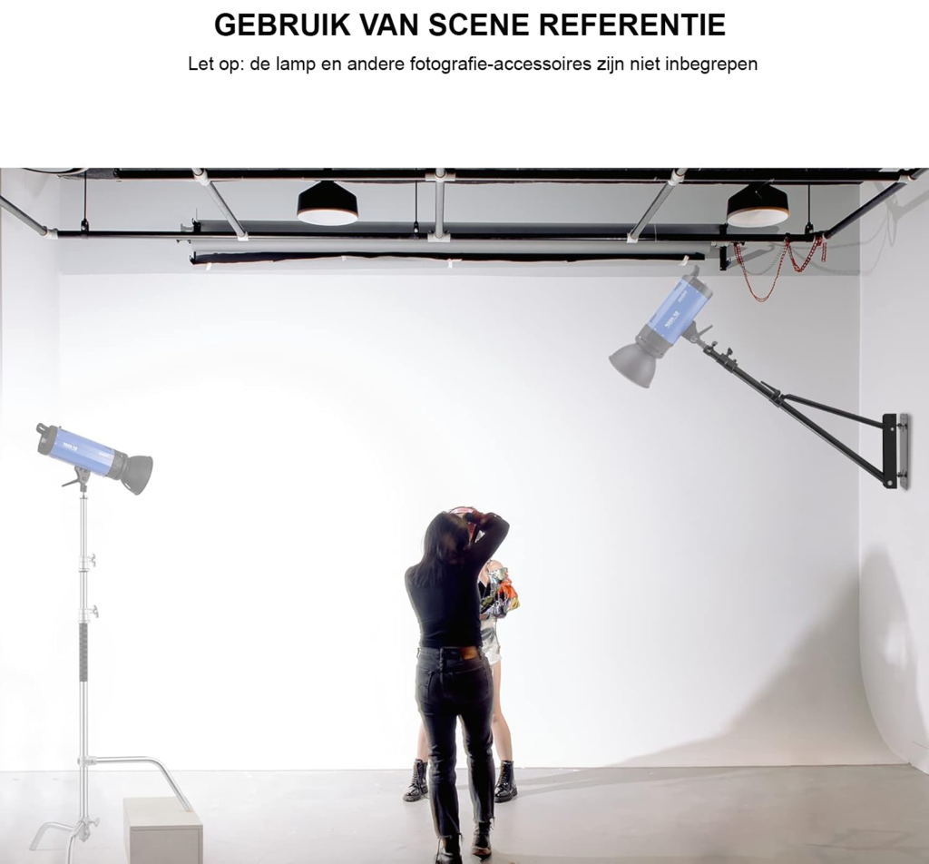 Driehoekige muurbeugel met uitschuifbare arm 130 cm 180 graden draaibaar voor camera en studio verlichting wandmontage fotografie apparatuur